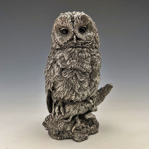英國鄉村藝術家貓頭鷹純銀雕塑雕像
