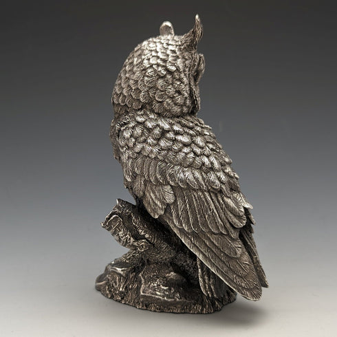 英國 Country Artists 公司 貓頭鷹 純銀鍍層雕刻 擺飾公仔
