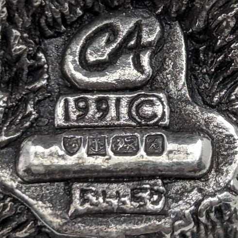 英國 Country Artists 公司 貓頭鷹 純銀鍍層雕刻 擺飾公仔