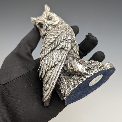 英國 Country Artists 公司 貓頭鷹 純銀鍍層雕刻 擺飾公仔