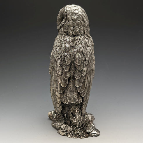 英国 カントリーアーティスト社 メンフクロウ 純銀張り彫刻 大型フィギュリン