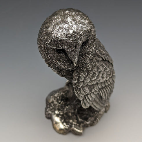 英国 カントリーアーティスト社 メンフクロウ 純銀張り彫刻 大型フィギュリン