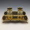 1935 British Vintage Sterling Silver Gilt Pen Stand & Inkwell Pair Goldsmiths & Silversmiths