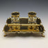 1935 British Vintage Sterling Silver Gilt Pen Stand & Inkwell Pair Goldsmiths & Silversmiths