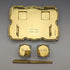 1935 British Vintage Sterling Silver Gilt Pen Stand & Inkwell Pair Goldsmiths & Silversmiths
