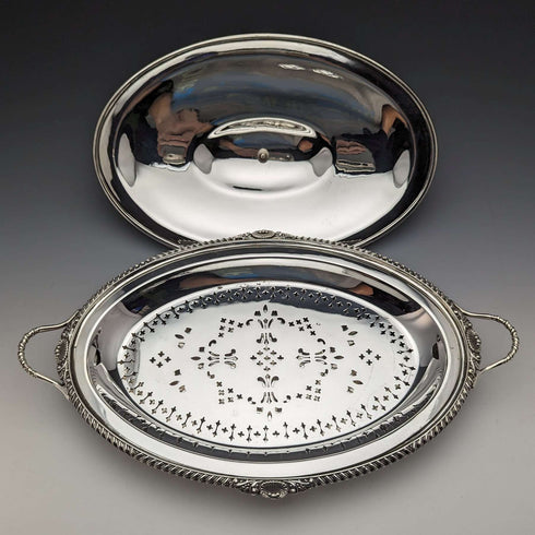 1900年頃 英国アンティーク シルバープレート製 ブレックファーストディッシュ William Hutton