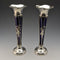 1905 British Antique Sterling Silver Vase Pair Single Vase Cobalt Glass Inner Williams Ltd