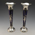 1905 British Antique Sterling Silver Vase Pair Single Vase Cobalt Glass Inner Williams Ltd