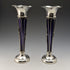 1905 British Antique Sterling Silver Vase Pair Single Vase Cobalt Glass Inner Williams Ltd
