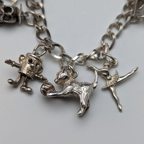 英国ヴィンテージ 純銀製 チャームブレスレット 32g