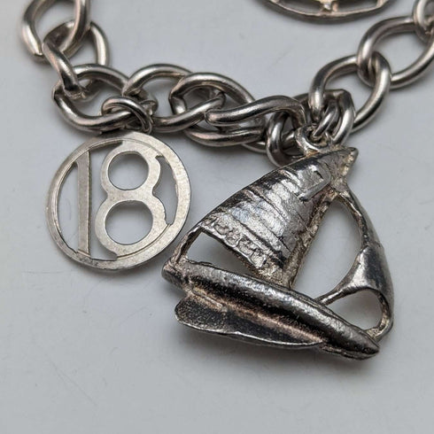 英国ヴィンテージ 純銀製 チャームブレスレット 31g