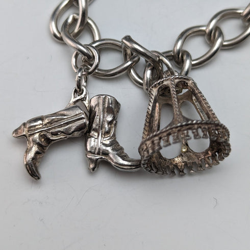 英国ヴィンテージ 純銀製 チャームブレスレット 31g