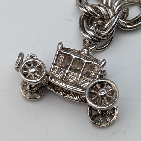 1979年 英国ヴィンテージ 純銀製 チャームブレスレット 27g