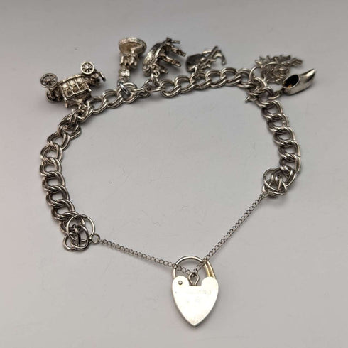 1979 British vintage sterling silver charm bracelet 27g