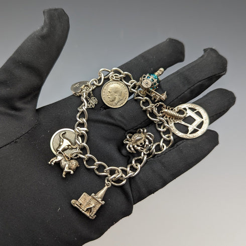 1970 年英國復古純銀吊飾手鍊 32 克