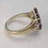 British Vintage Jewelry Garnet Flower Sterling Silver Gilt Ring Ring