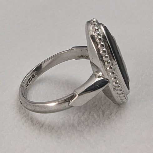 英国ヴィンテージジュエリー ウェッジウッド ジャスパーウェア 純銀リング 指輪