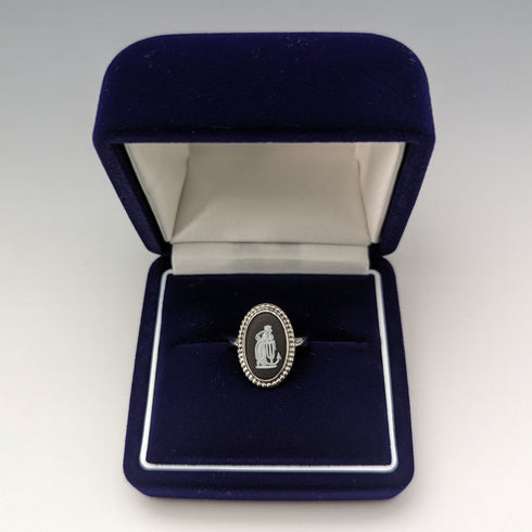 英国ヴィンテージジュエリー ウェッジウッド ジャスパーウェア 純銀リング 指輪