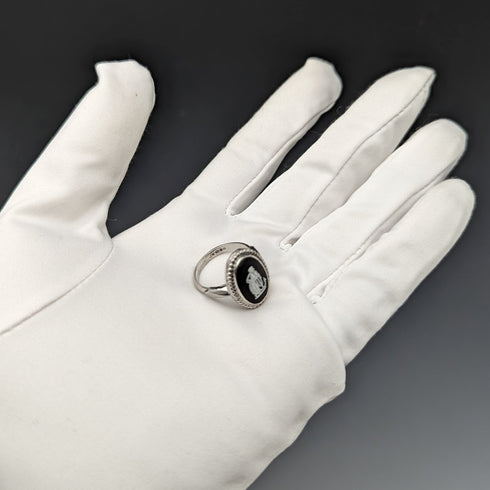 英国ヴィンテージジュエリー ウェッジウッド ジャスパーウェア 純銀リング 指輪