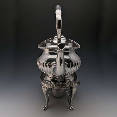 Around 1905 British Antique Silver Plated Kettle & Burner Stand Set Mappin&Webb