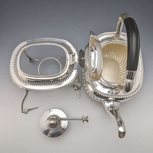 Around 1905 British Antique Silver Plated Kettle & Burner Stand Set Mappin&Webb