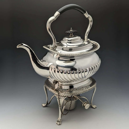 Around 1905 British Antique Silver Plated Kettle & Burner Stand Set Mappin&Webb