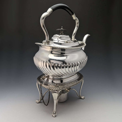 Around 1905 British Antique Silver Plated Kettle & Burner Stand Set Mappin&Webb