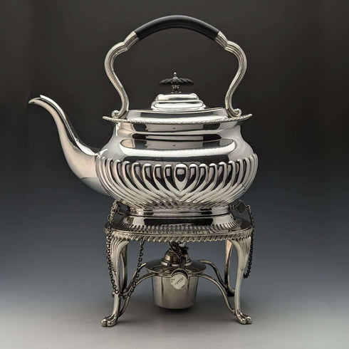Around 1905 British Antique Silver Plated Kettle & Burner Stand Set Mappin&Webb