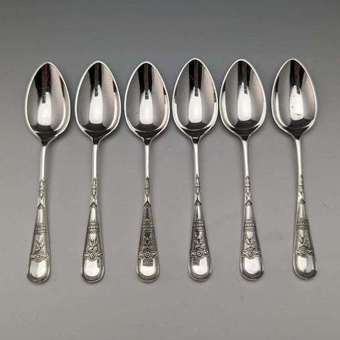 Around 1900 British Antique Silver Plated Teaspoon Set of 6 Daniel & Arter