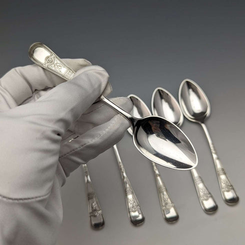 Around 1900 British Antique Silver Plated Teaspoon Set of 6 Daniel & Arter