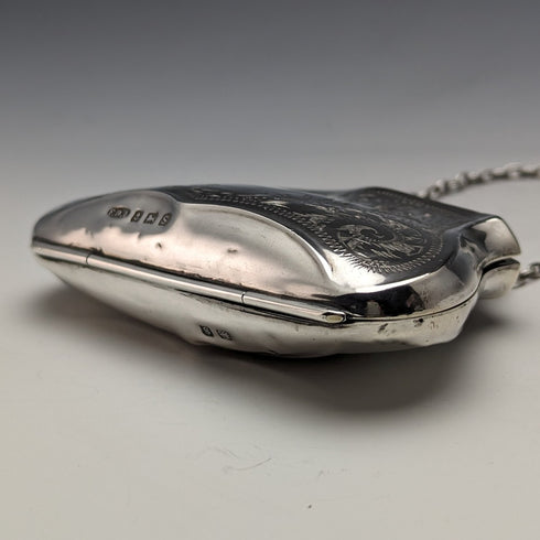 1917 年英國古董純銀硬幣盒帶鏈條 FD 長