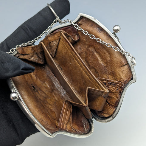 1917 年英國古董純銀硬幣盒帶鏈條 FD 長