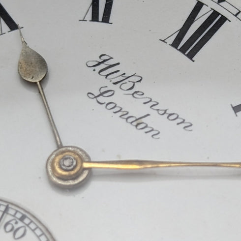 1901年 英国アンティーク ベンソン BANK 懐中時計 銀側オープンフェース 動作良好