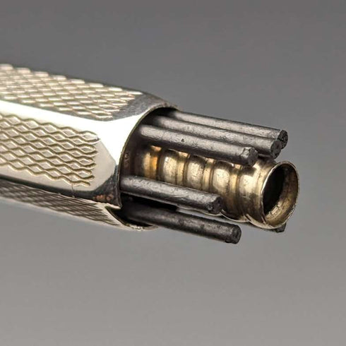 1963 British Vintage Yard O Red Sterling Silver Hexagon Propulsion Pencil Case