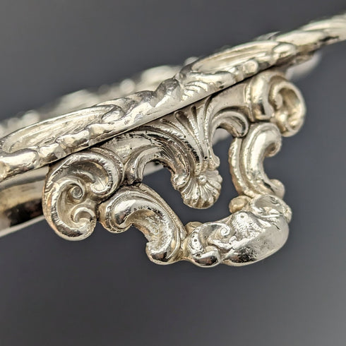 1820s British antique silver plate salva diameter 30cm