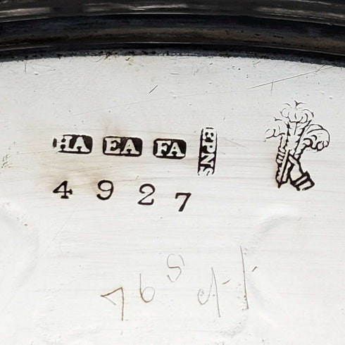 1907 年左右英國古董鍍銀薩爾瓦直徑 32 厘米亨利·阿特金斯