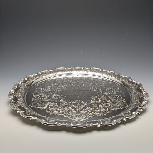 1907年頃 英国アンティーク シルバープレート製サルヴァ 直径32cm Henry Atkins