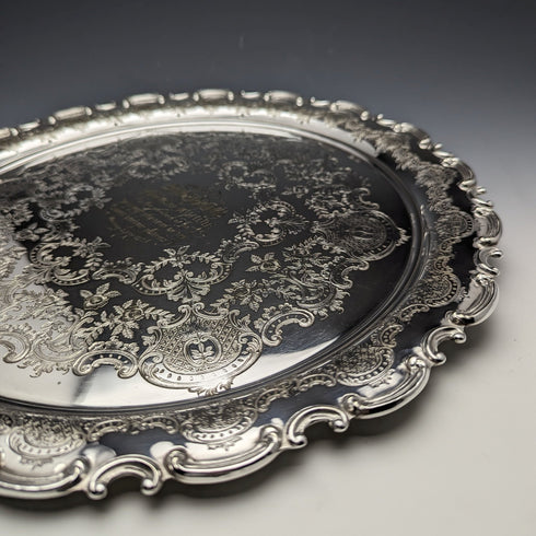 1907年頃 英国アンティーク シルバープレート製サルヴァ 直径32cm Henry Atkins