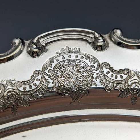 1907年頃 英国アンティーク シルバープレート製サルヴァ 直径32cm Henry Atkins