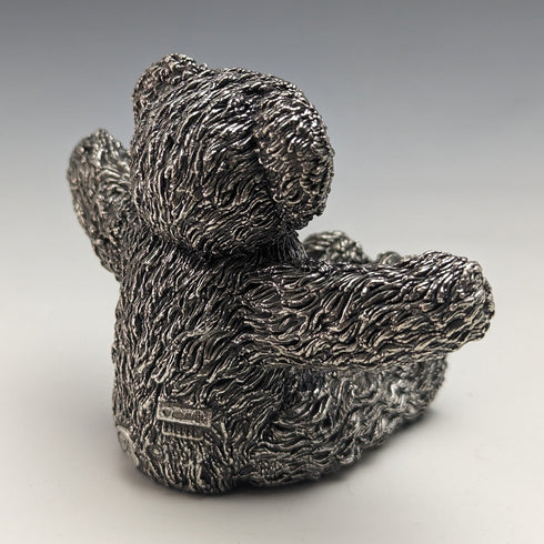 英國鄉村藝術家泰迪熊純銀雕塑雕像