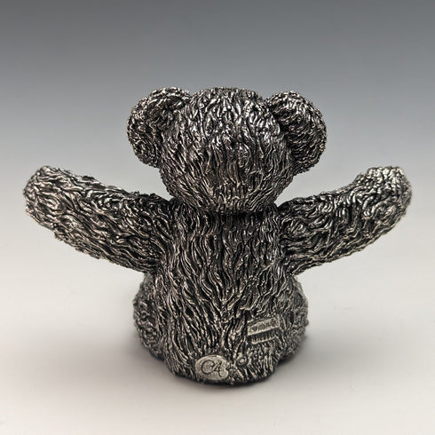 英國鄉村藝術家泰迪熊純銀雕塑雕像