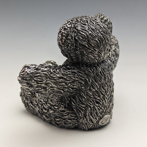 英國鄉村藝術家泰迪熊純銀雕塑雕像