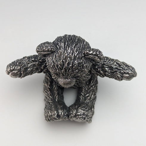 英國鄉村藝術家泰迪熊純銀雕塑雕像