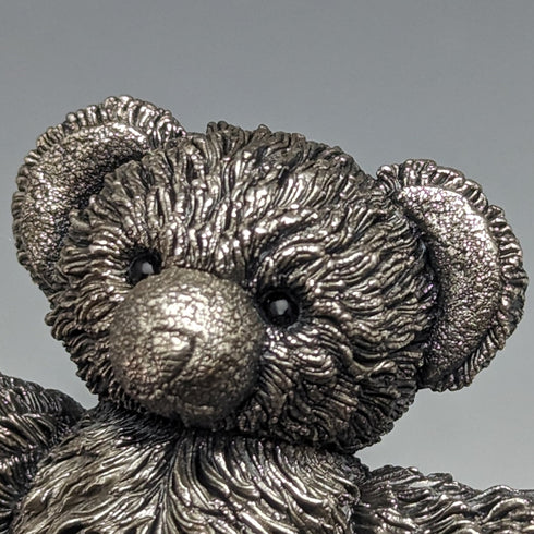 英國鄉村藝術家泰迪熊純銀雕塑雕像