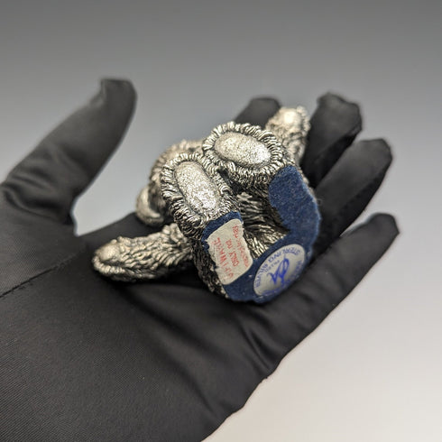 英國鄉村藝術家泰迪熊純銀雕塑雕像