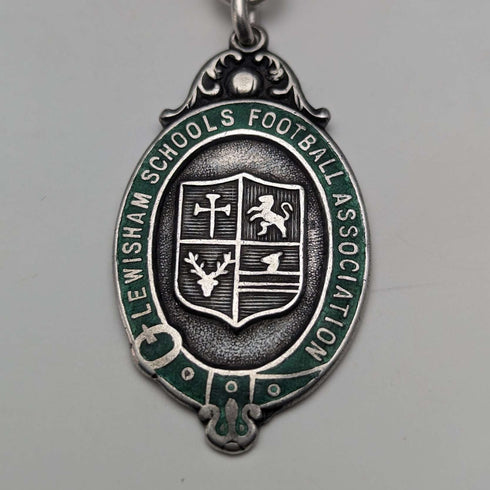 British Vintage Sterling Silver Albert Chain 36g Sterling Silver Medal Fob