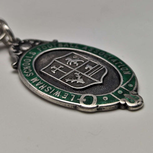 British Vintage Sterling Silver Albert Chain 36g Sterling Silver Medal Fob