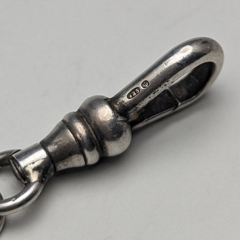 英国ヴィンテージ 純銀製アルバートチェーン 36g 純銀メダルフォブ