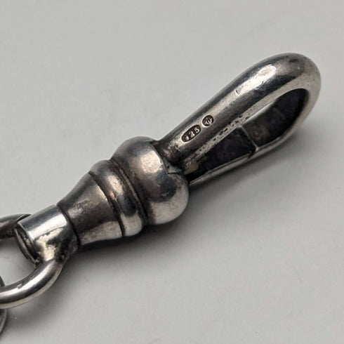 British Vintage Sterling Silver Albert Chain 36g Sterling Silver Medal Fob