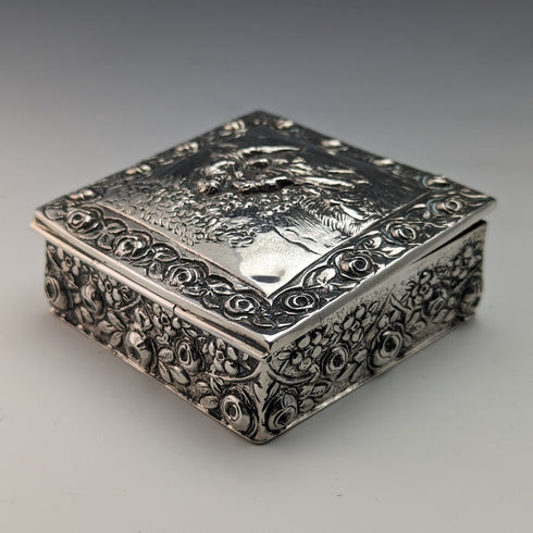 20 世紀初德國古董 800 銀壓花方盒 94 克